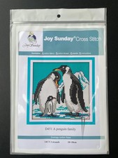 Cross Stitch Kit Pengiun Family 14ct Unprinted Aida