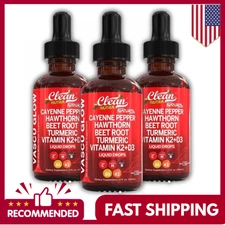 Cayenne Pepper Hawthorn Beet Root Turmeric Vitamin K2+D3 Liquid Drops 60ML-3pc