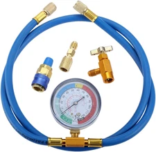 Aupoko R134A Recharge Hose Kit with Gauge, 59'' AC Refrigerant Recharging Hose w