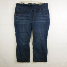 Lee Sculpting Slim Fit Mid Rise Blue Denim Capris Women's Size 16W FLAW