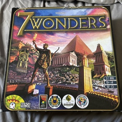7 Wonders Brettspiel Auszeichnungen 2-7 Spieler Geschichte Civilization 100% Komplett Schön!