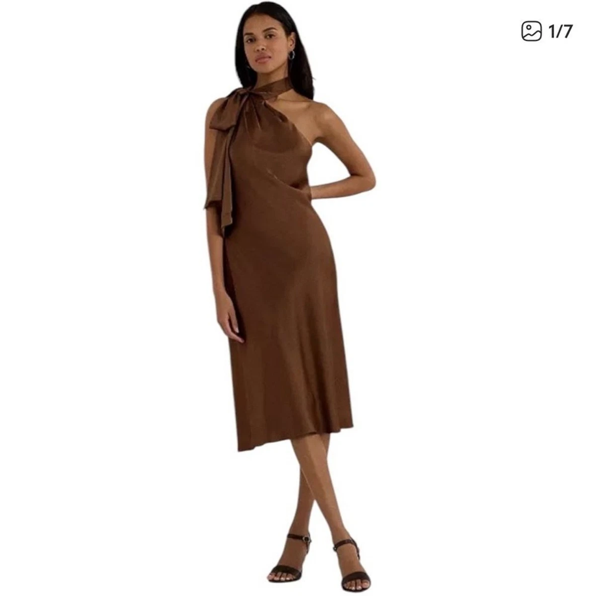 strapless open back dress Squire Brown Short Sleeve Day Dress