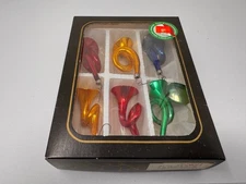 Kurt S Adler Set of 6 Mini French Horns Blown Glass Ornaments Santa’s World