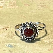 Sterling Silver Garnet Ring Size 7-1/4