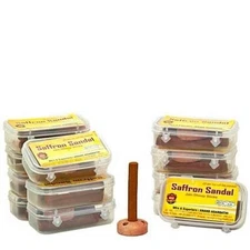 Anand Saffron Sandal Sandalwood Dhoop Incense (Box of 5 Sticks + Ceramic Burner)