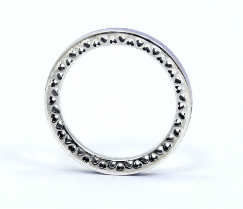 PANDORA ALE PURPLE CZ ENAMEL RADIANT HEARTS 2.5mm Band Sterling Silver Ring s.54 - Picture 7 of 7