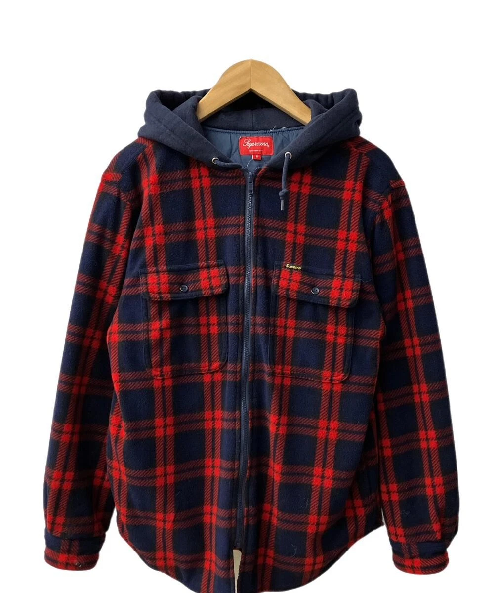 Veste à capuche rouge à carreaux Supreme CHEMISE DE TRAVAIL À CAPUCHE À CARREAUX TAILLE S