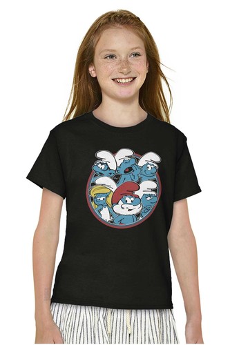 Vintage Retro The Smurfs Cartoon Characters Youth Crewneck T Shirts Boy or Girl - Picture 5 of 7