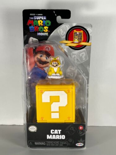Super Mario Bros Movie Cat Mario 1.25" Mini Figure with Question Block