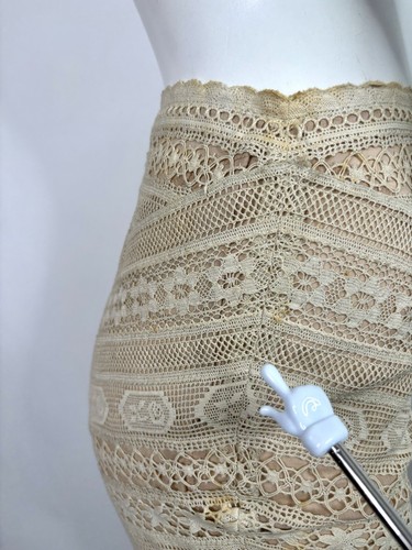 Vtg Chloe Ivory Crochet Lace Skirt FR38 - Picture 5 of 17