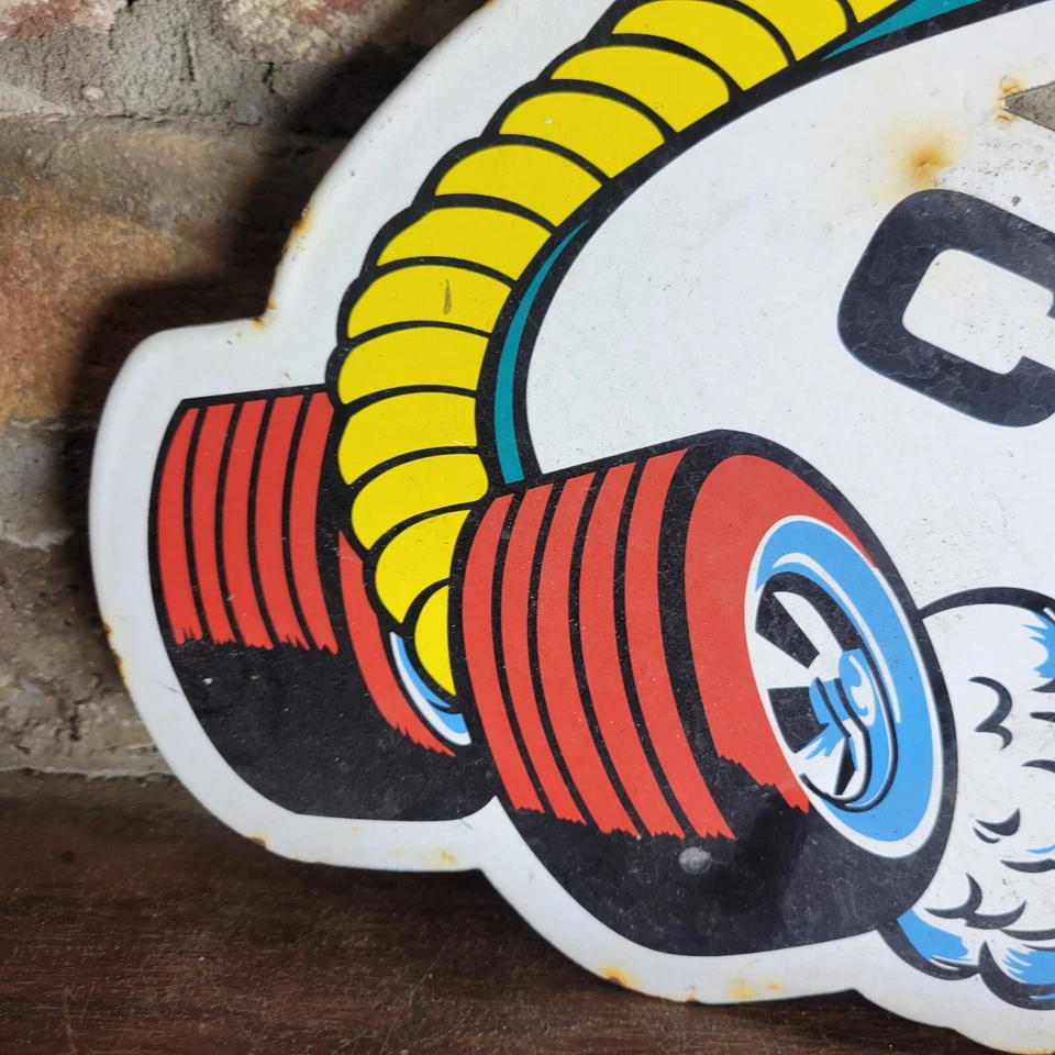 VINTAGE COBRA JET FORD MOTOR COMPANY DEALER PORCELAIN DEALERSHIP SIGN 12"X9" - Image 3 of 4