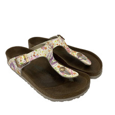 Birkenstock Vegan Gizeh Cream Floral Birko-flor Sandals Women  s Size 36 US W5