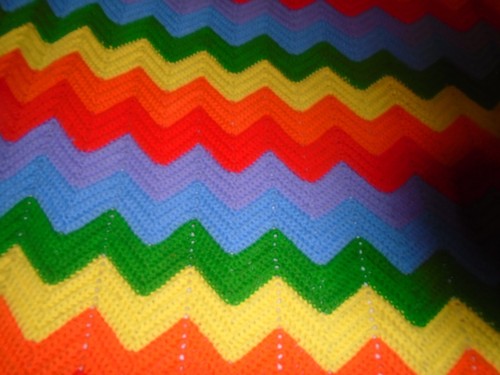 "Manta Granny Afghan Chevron tejida a mano multi 48"" X 72""" - Imagen 6 de 9