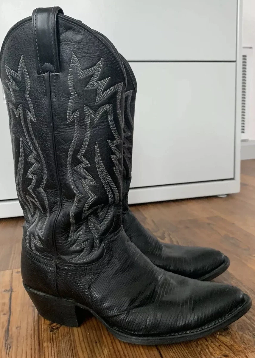 Justin black square store toe boots