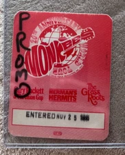 1986 THE MONKEES 20th ANNIVERSARY WORLD TOUR VINTAGE BACKSTAGE PASS