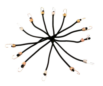 LOT OF 13 BLACK SPRING SHOCK ENDS MINI BUNGEES 10'' EXTEND TO 13''