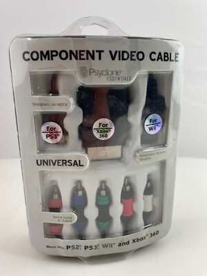 Psyclone Essentials Universal Component Video Cable for PS2/3,Wii, XBOX 8' Cable