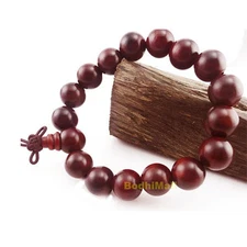 Buddha Buddhist Mantra Prayer Red Rosewood Beads 12mm Wood Bracelet