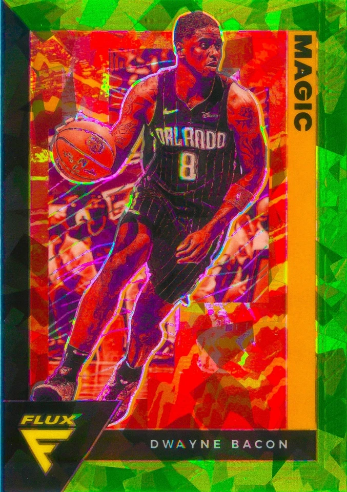 Dwayne Bacon 2020-21 Flux Basketball Fanatics Green Cracked Ice Prizm Card #130 - Image 2 of 3