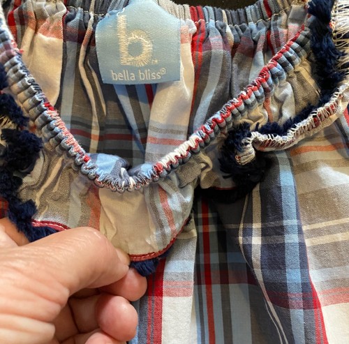 $78 Bella Bliss 6 6X Ruby Dress Yoke Blue Red Plaid 4th Of July Angel Wings - Picture 2 of 2
