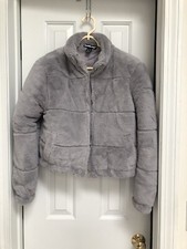 Charlotte Russe Bomber Jacket Size Medium Cropped Front Zip Gray