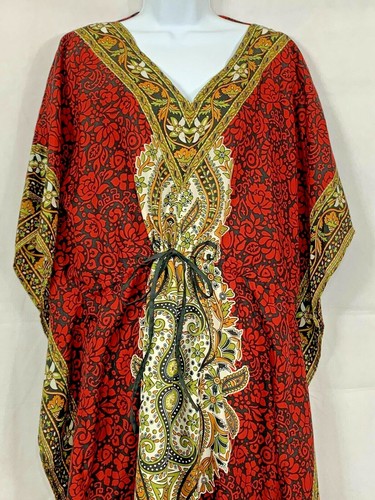 Bella Moda One Size Kaftan Maxi Dress Beach Swim Cover Up Multicolor Embellished - Picture 3 of 12