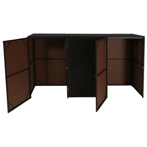 B-Ware 3er-Mülltonnenverkleidung MCW-E25, Mülltonnenbox, 3x120l, braun - Bild 5 von 7