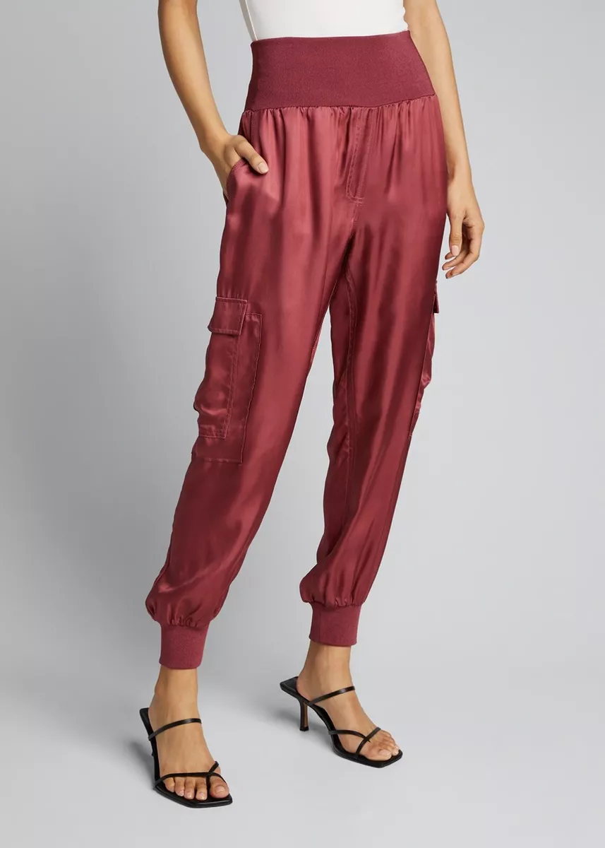 Pink silk joggers sale