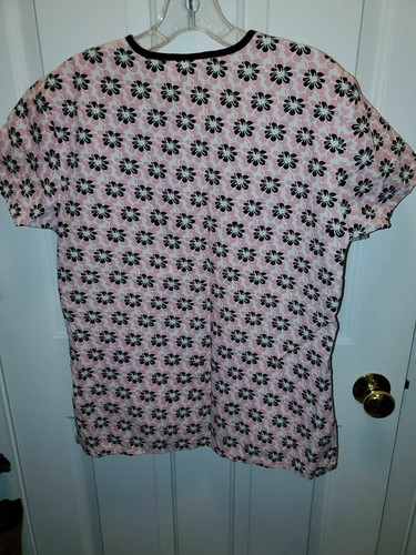 CHEROKEE Studio 3815scrubs top dental medical nurse vet Small pink/bk floral - Picture 5 of 5