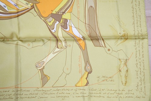 Hermes Scarf Le Pegase d'Hermes 90 cm silk yellow brown Pegasus Carre 35" - Picture 5 of 10