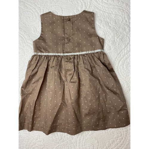 Carters Sleeveless Chocolate/Silver Accent Dots Flowers Baby Dress 9 Months - Picture 2 of 5