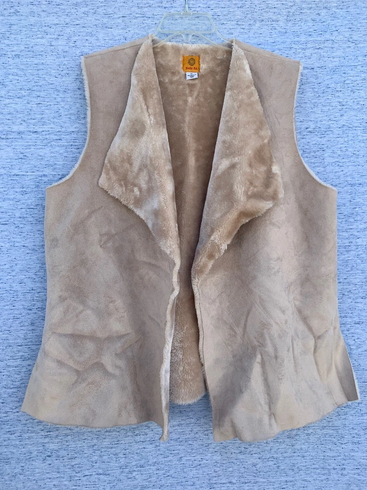 SALE @ Vintage RUBY RD Faux Leather & Fur Biker Sexy Lined Vest Size XL ❤️tb9j3 - Image 3 of 4