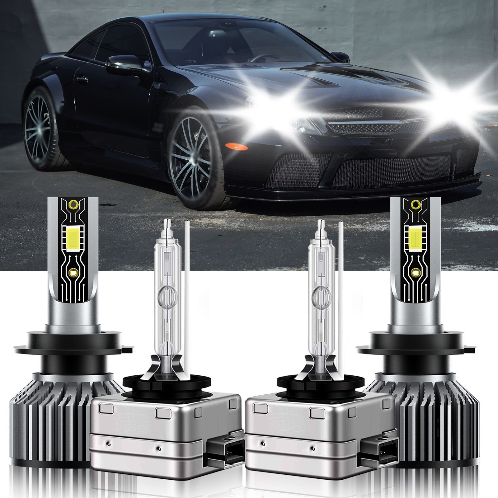 For Mercedes-Benz SL65 AMG 2009-2012 LED HID Headlight Bulbs Hi Low Beam H7 D1S
