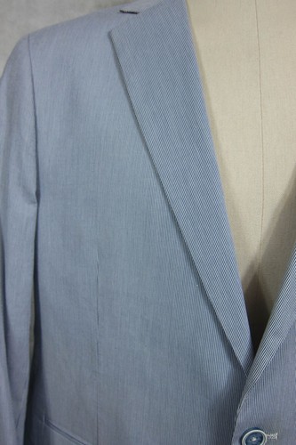 NWT Alan Flusser Fine Blue Stripe Cotton 2Piece Suit Dual Vent Flat Front XL 46R - Picture 2 of 12