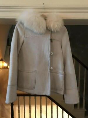 Genuine NIGEL PRESTON & KNIGHT Shearling Fur Trim Jacket - Size S 