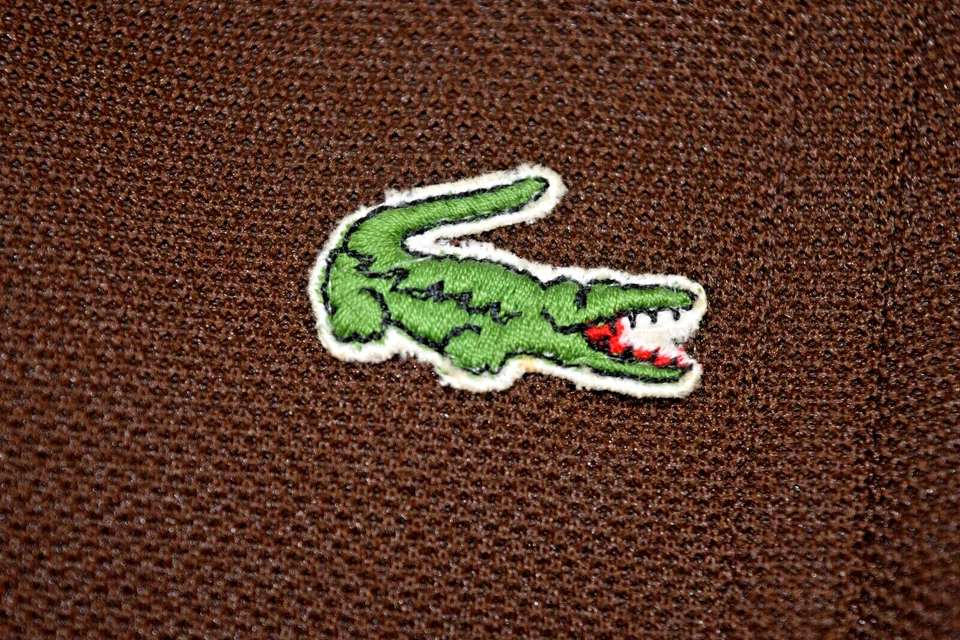 Lacoste Dress VTG David Crystal Size S/M 70s Espresso Brown Sheen Green Croc - Image 2 of 4