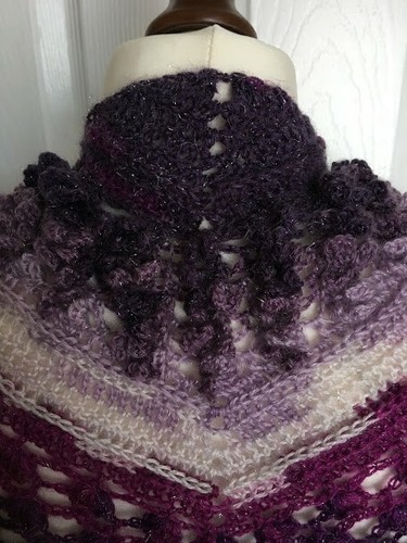 Nuovo fatto a mano all'uncinetto multicolore tonalità viola 10% mohair e acrilico - Foto 2 di 5