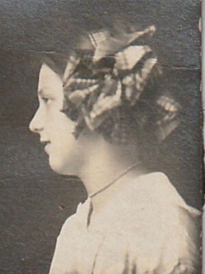Found Vintage Photo Booth Girl Necklace Bow Profile Early 20th Century 390