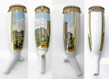 Porcelanowa głowa fajki ~ 1835/50 "Berliner Form" drobno pomalowany widok "Brockenhaus"