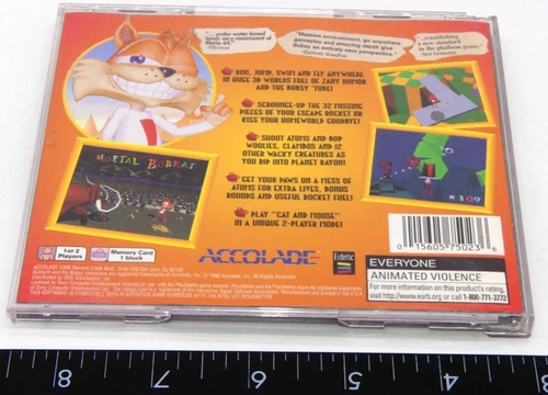 Authentic Bubsy 3D Playstation 1 PS1 Artwork Case Back No Game Insert Art