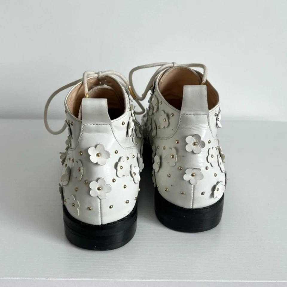 Isa Tapia 38 США 8 Winston цветочный боя лодыжки загрузки на шнуровке белая лакированная кожа - Изображение 4 из 4