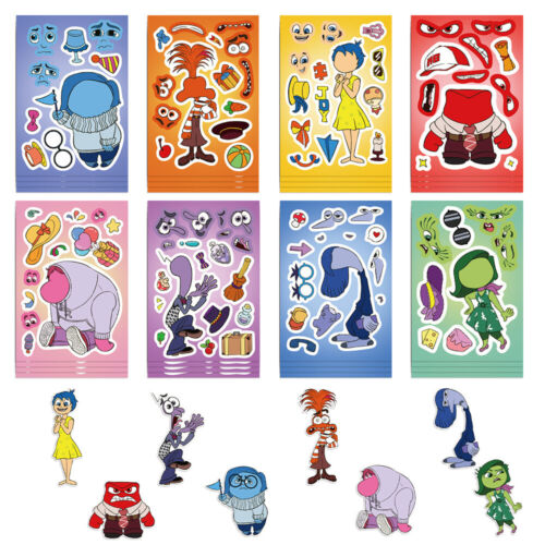 Inside Out Anime Puzzle Aufkleber Kinder Puzzle DIY Spielzeug Make A Face Sticker - Bild 5 von 14