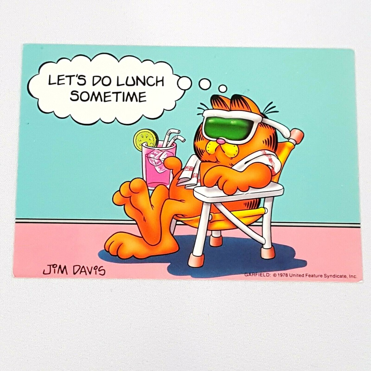 Vintage 1987 Garfield Postcard Lets Do Lunch Sometime Jim Davis