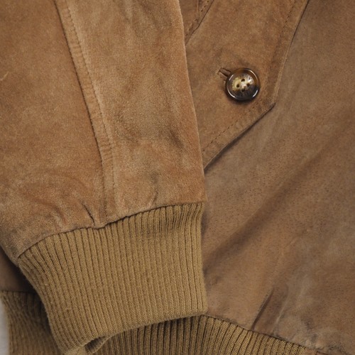 ORVIS Large Men's Suede Leather Zip Bomber Jacket Plaid Flannel Lined Size - Picture 5 of 19