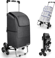 2 in 1 Aluminum Alloy Stair Climbing Cart 300 LBS Grocery Cart on Wheels