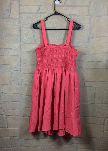 Torrid Dress Womens Size 2X Coral Smocked Tiered Tube Sun Pockets Sleeveless - Picture 2 of 5