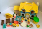 Fisher Price Little People Play Family House 1969 #952 Vintage Furniture Yellow