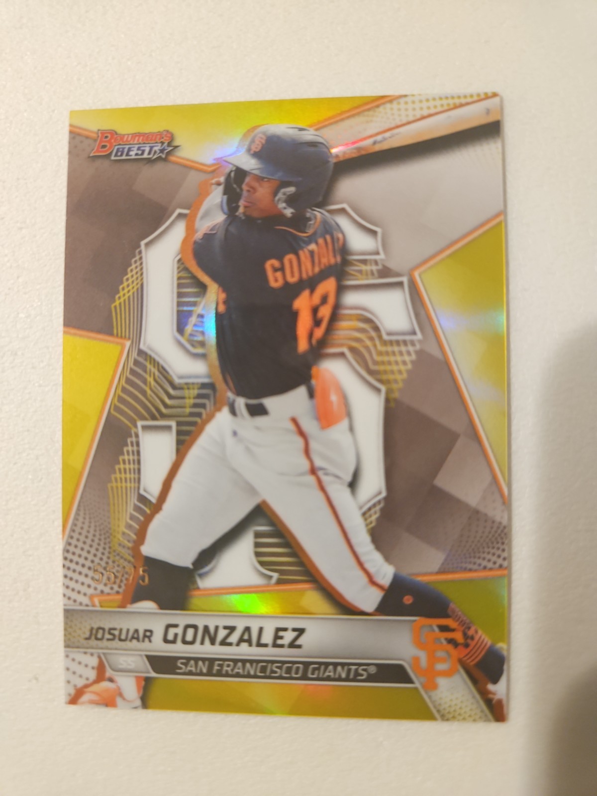 💫2025 Bowman's Best Yellow Refractor /75 TP‑13 Josuar Gonzalez ☆NM☆ Giants TP💥