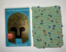 NEW Crochet Handmade Book Sleeve, Green W/ Blue Orange Specks Book Not Included