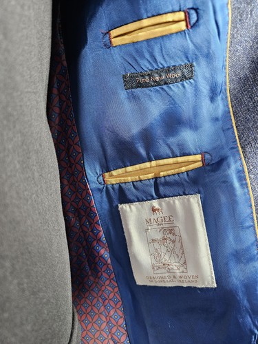 Magee Donegal Tweed Jacket & Waistcoat UK 40/42 Blue Wool Tailored Fit Ireland - Picture 10 of 21